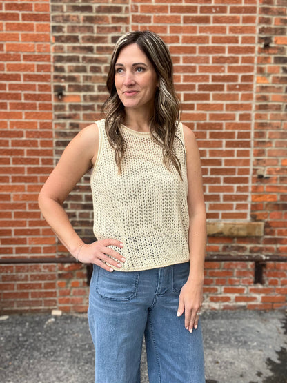 The Nico Open Stitch Round Neck Sweater Tank