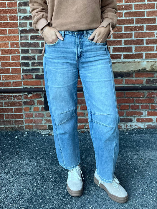 The Kate Barrel Leg Light Wash Jeans