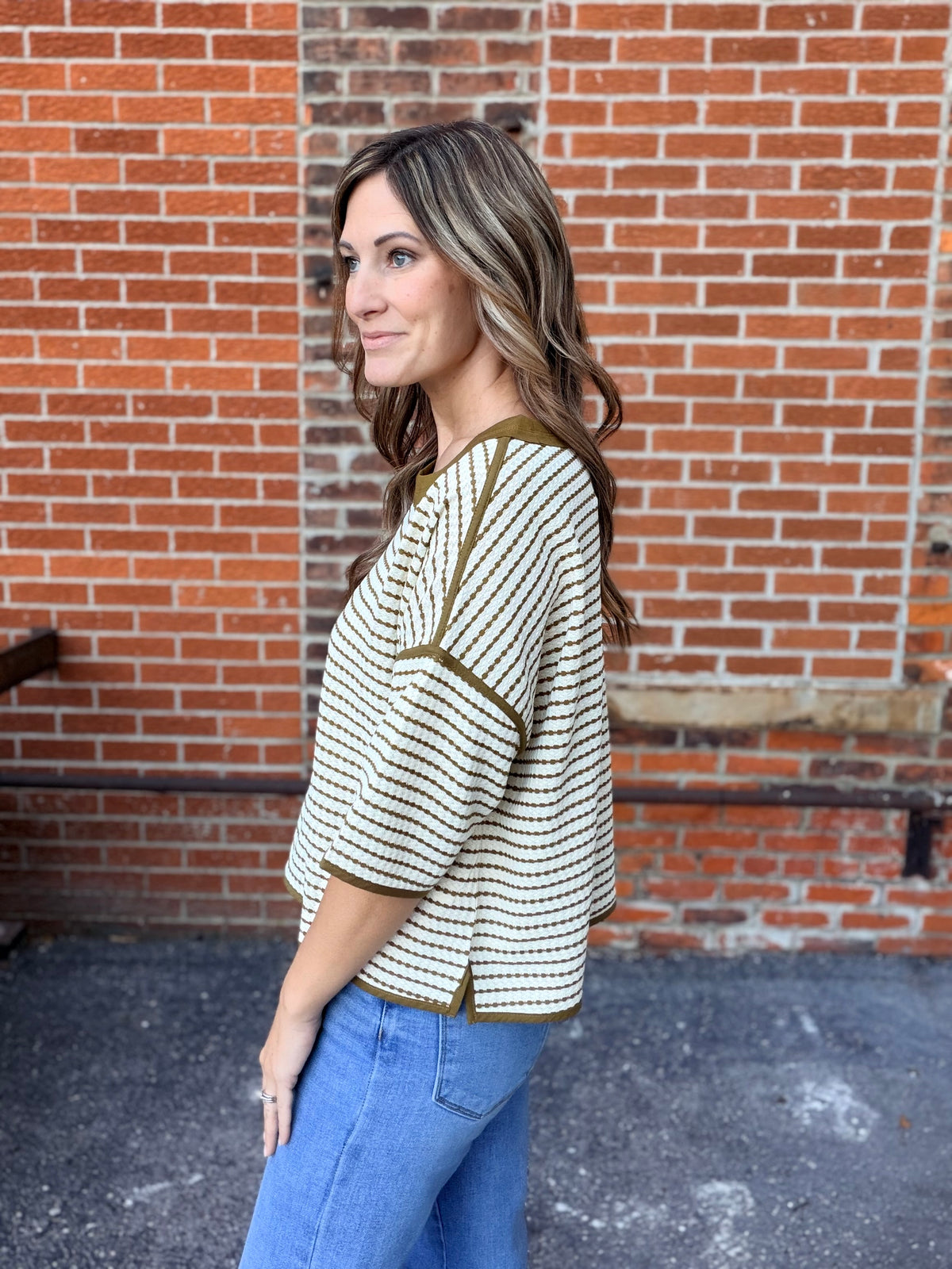 The Micah Waffle Stripe Relaxed Fit Top