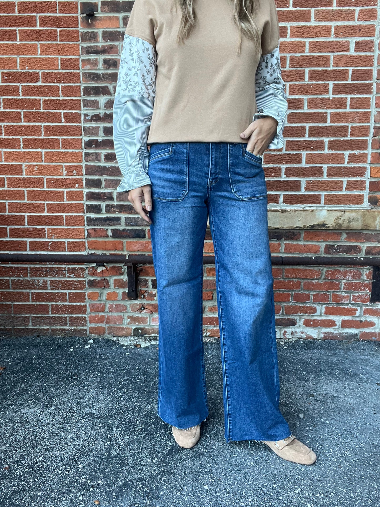 The Ember Mid Rise Wide Leg Jeans
