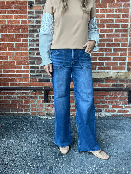 The Ember Mid Rise Wide Leg Jeans