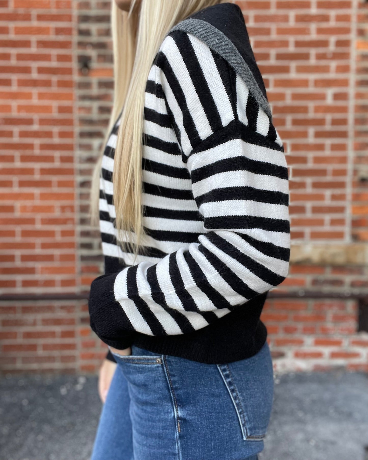 The Sable Sailor Collar Striped Button Up Sweater