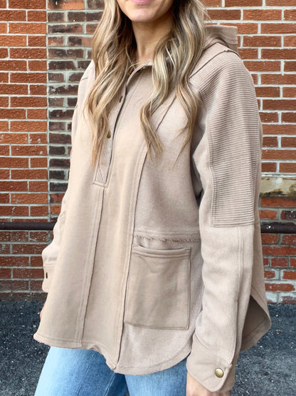 The Sahara Taupe Half Buttoned Long Sleeve