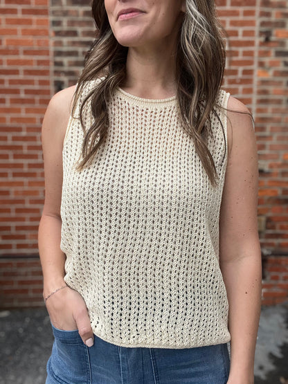 The Nico Open Stitch Round Neck Sweater Tank