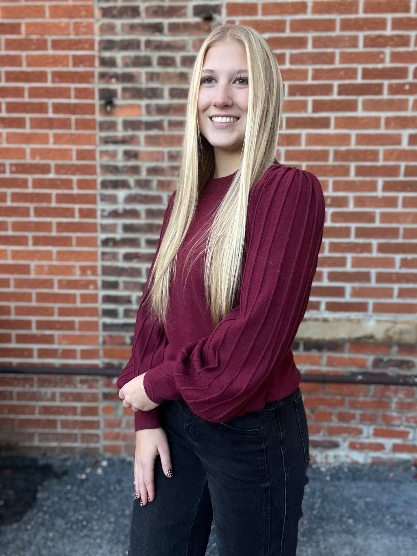 The Malia Holiday Bubble Sleeve Sweater