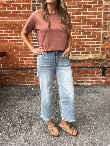 The Raylee Mid Rise Cropped Denim