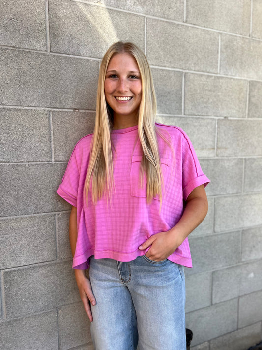 The Elani Oversized Textured Orchid Shirt