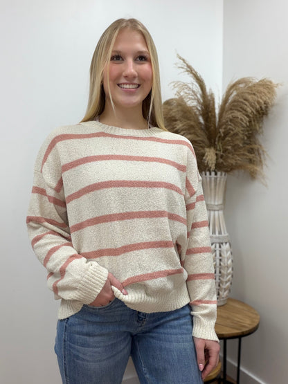 The Ashlynn Striped Long Sleeve Knit Sweater