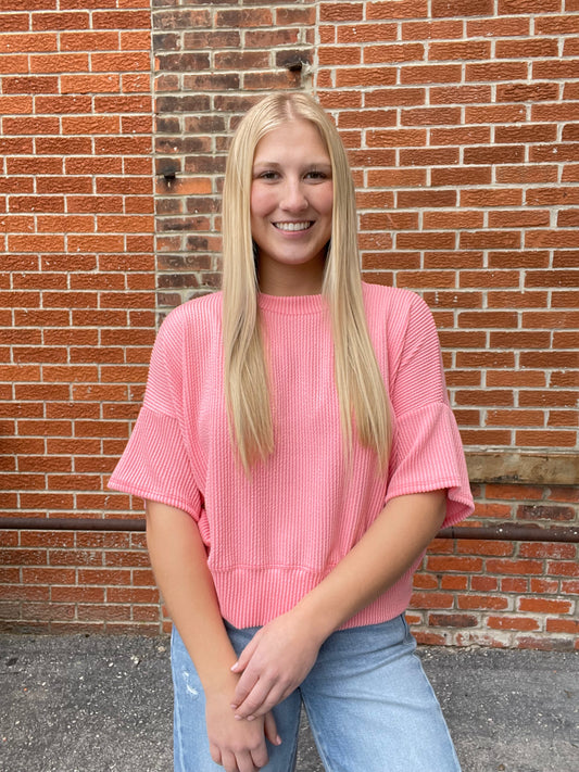 The Misti Wave Rib Short Sleeve Top