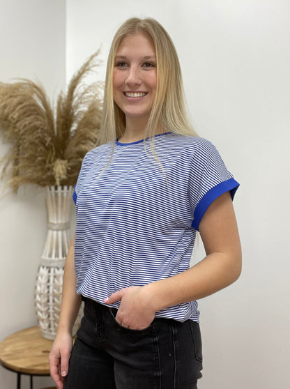 The Maya Color Trimmed Pinstriped Tee