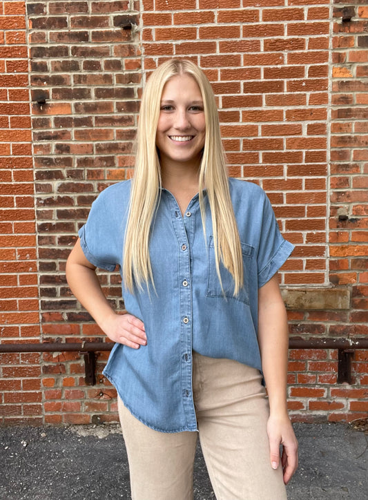 The Karmen Chambray Classic Denim Button Up