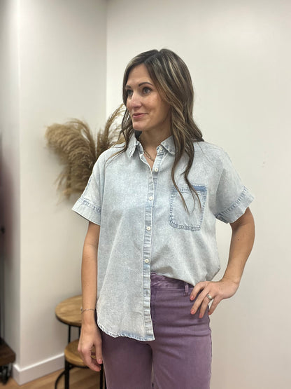 The Ridge Button Down Chambray Top