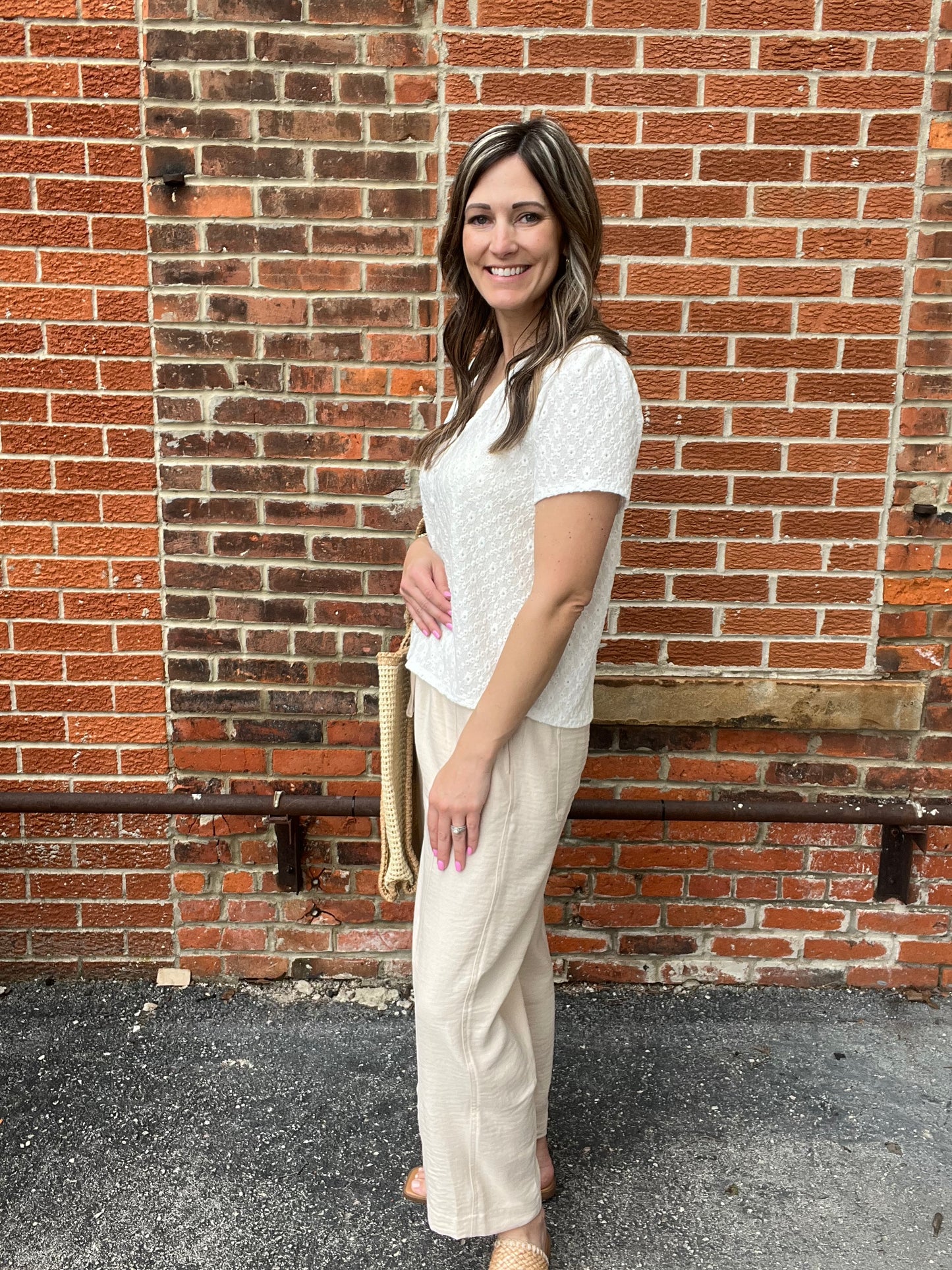 The Orelia V Neck White Lace Top