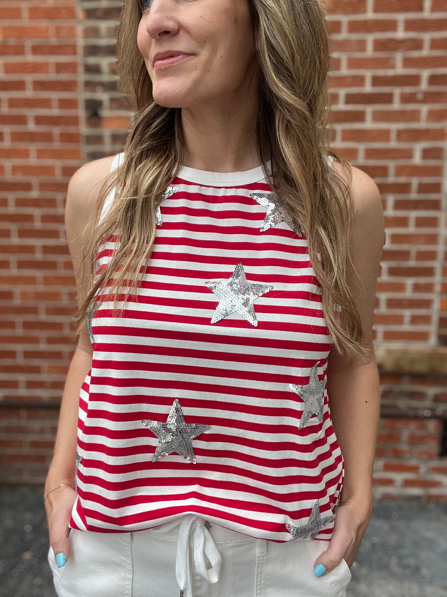 The Star Sequin Patched Tank