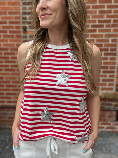 The Star Sequin Patched Tank