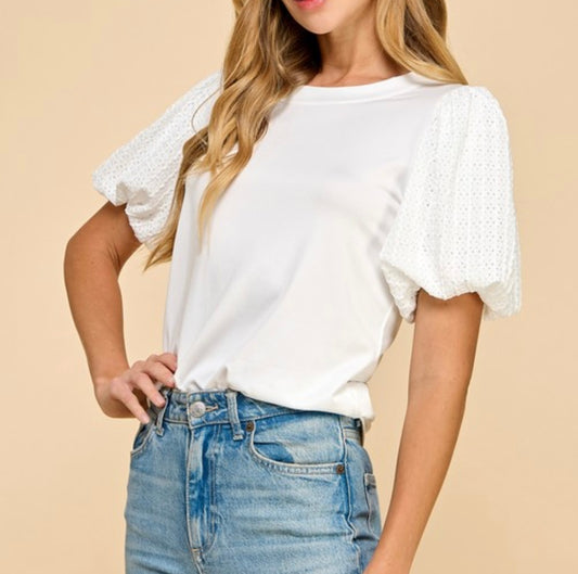 The Kylan Textured Puff Sleeve Top