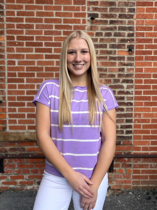 The Madelyn Short Sleeve Striped Sweater