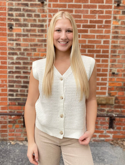 The Hayleigh Button Down Cream Vest