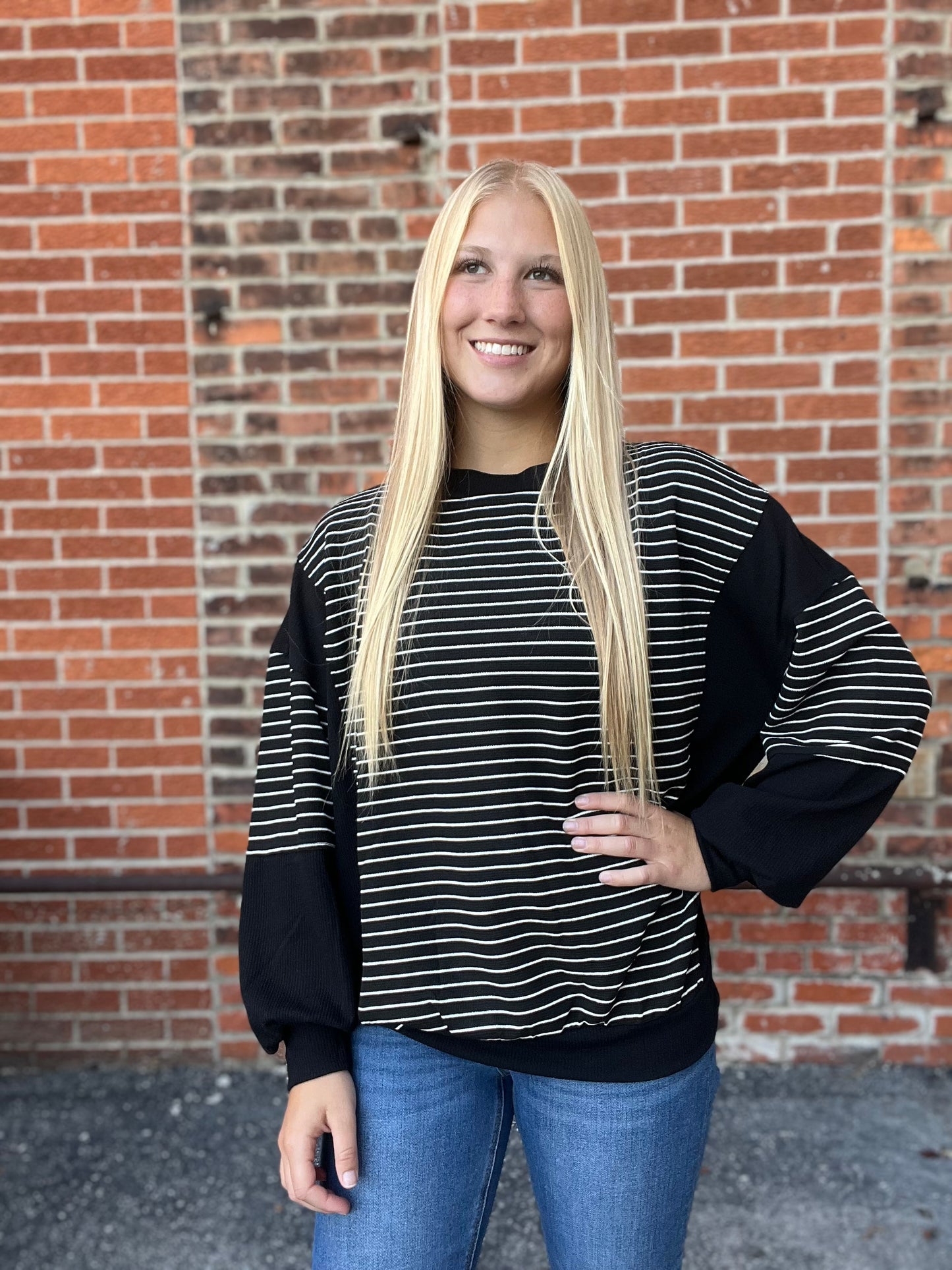 The Clara Raw Edge Long Sleeve Knit Top