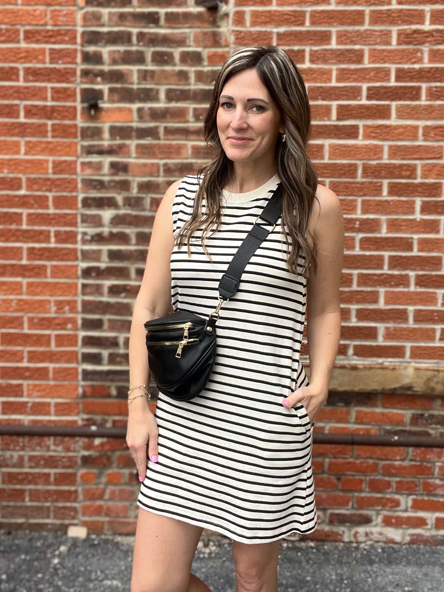 The Eira Sleeveless Striped Day Dress
