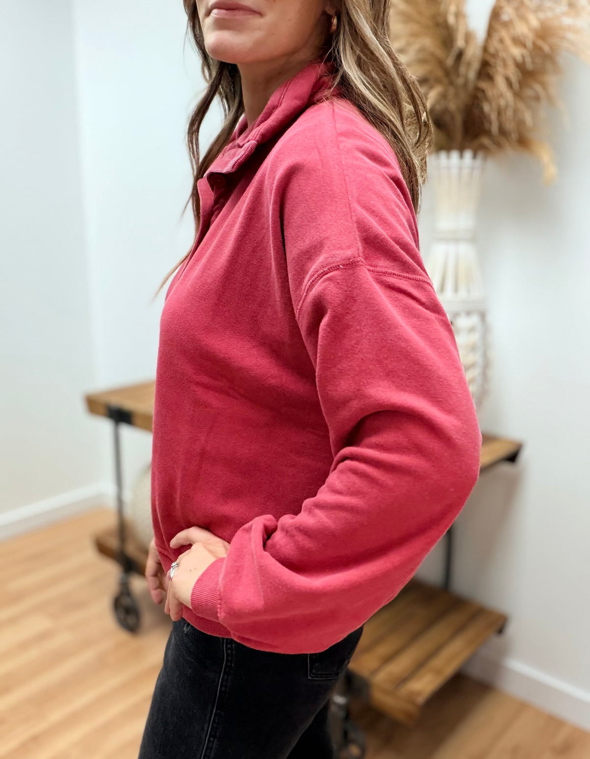 The Loloi Quarter Button Crewneck Sweatshirt