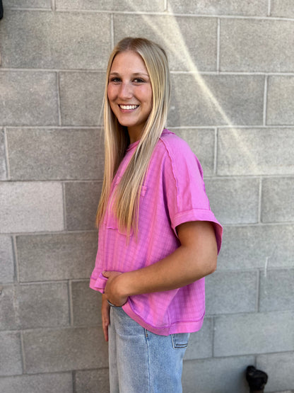 The Elani Oversized Textured Orchid Shirt