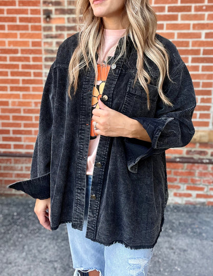 Black Corduroy Fall Jacket