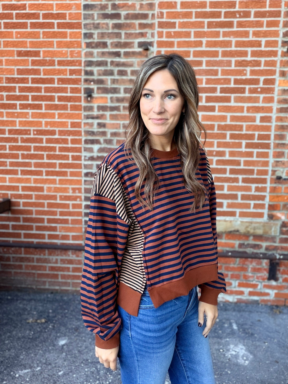 The Zina Mixed Contrast Cropped Sweatshirt