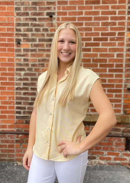The Harriet Daisy Yellow Striped Button Down