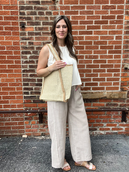 The Lielah Cream Pleated Tank Top