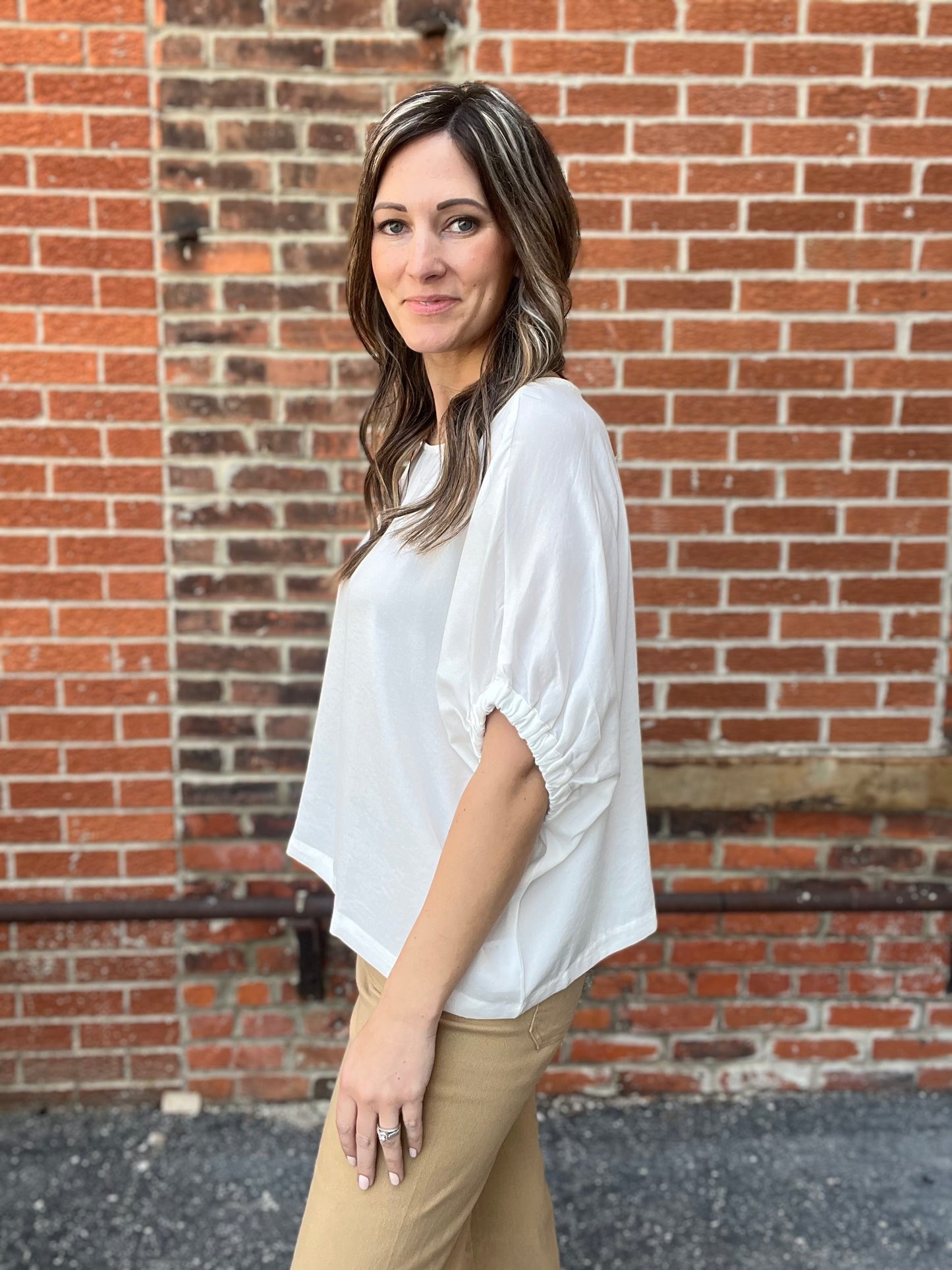 The Zae Oversized Dolman Sleeve Blouse Top