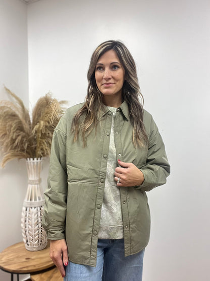 The Callie Button Up Sage Jacket