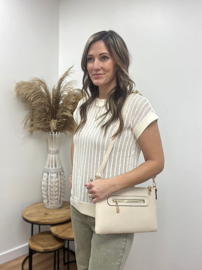 The Maisie Open Weaved Ivory Knit Top