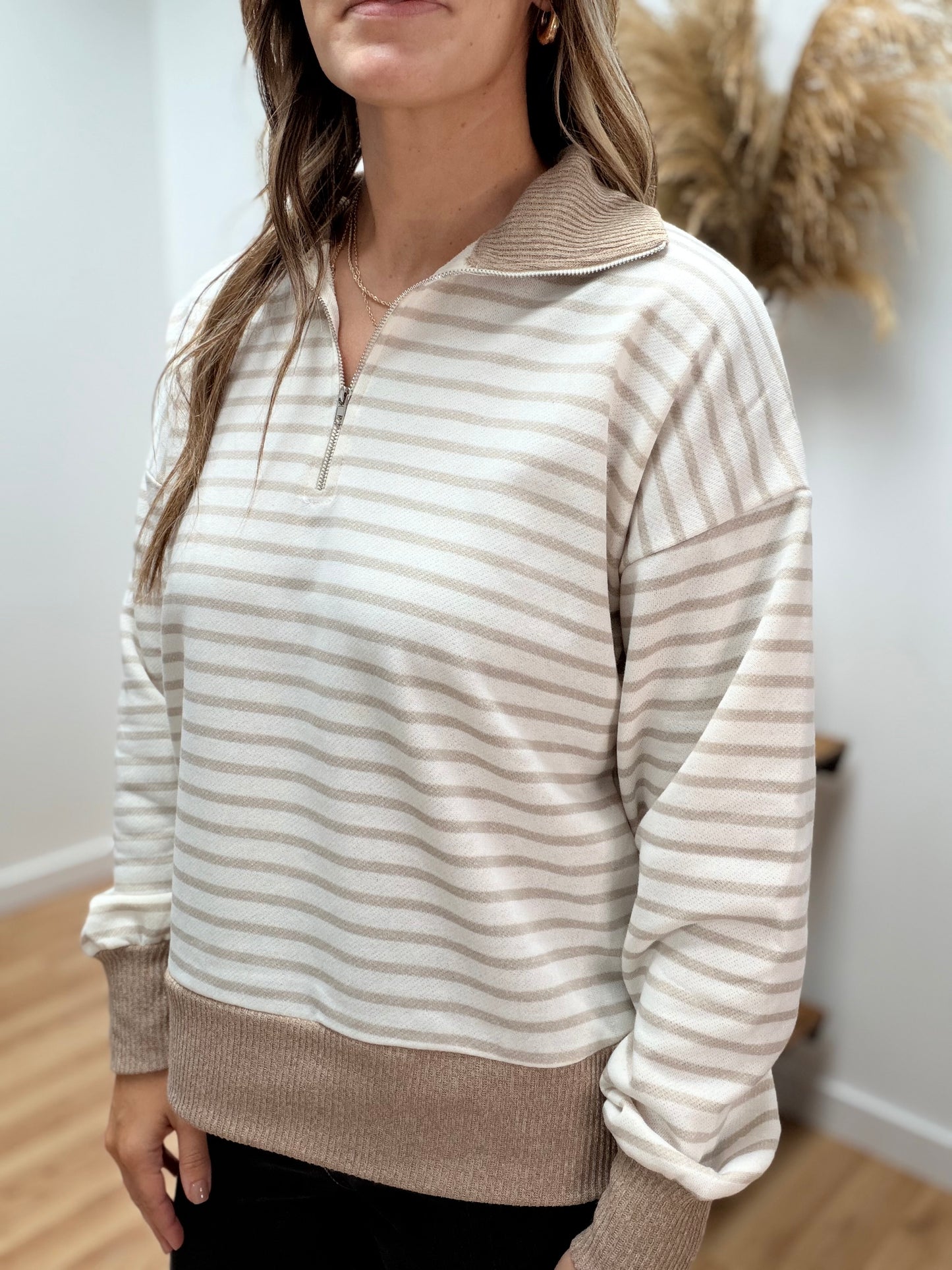 The Hollis Striped Half Zip Pullover
