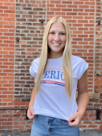 The Monroe Cuffed Land of the Free Tee