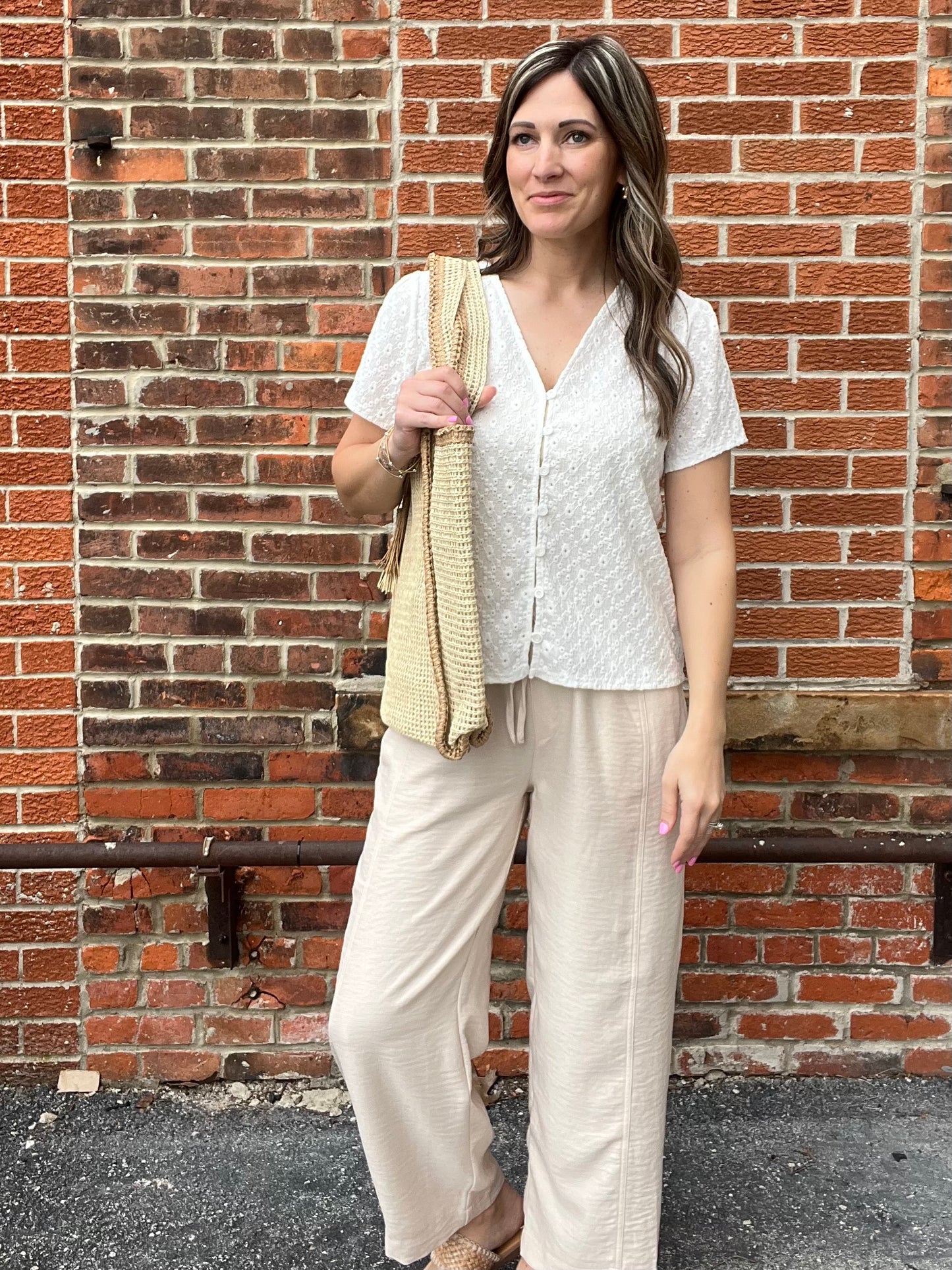 The Orelia V Neck White Lace Top