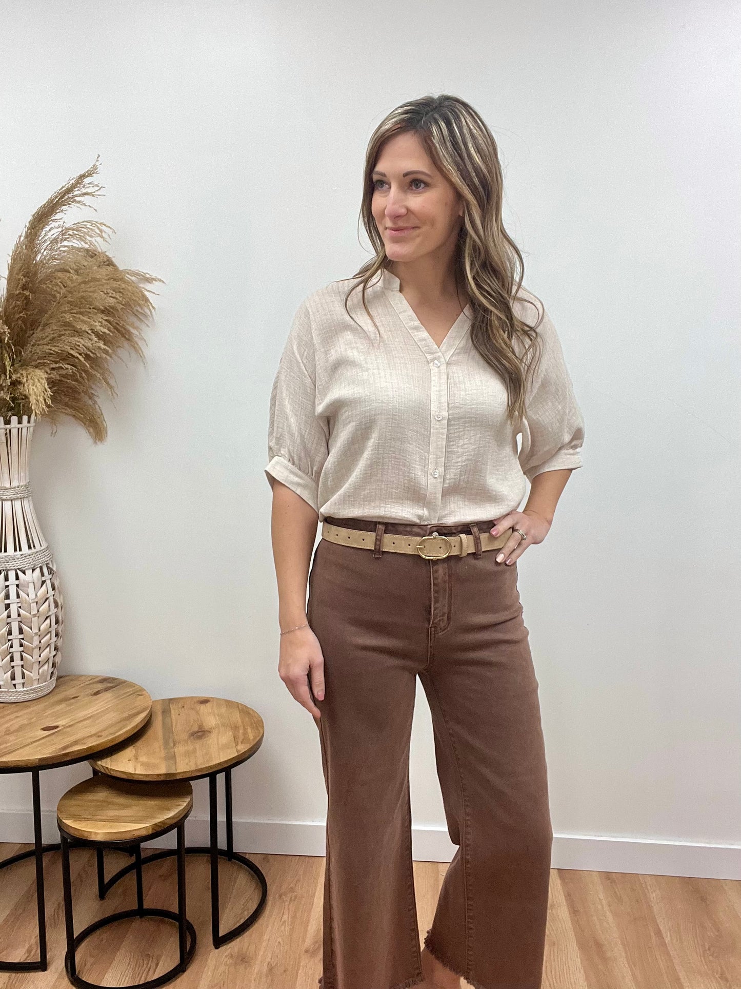 The Leanora Drop Shoulder Dolman Sleeve Top
