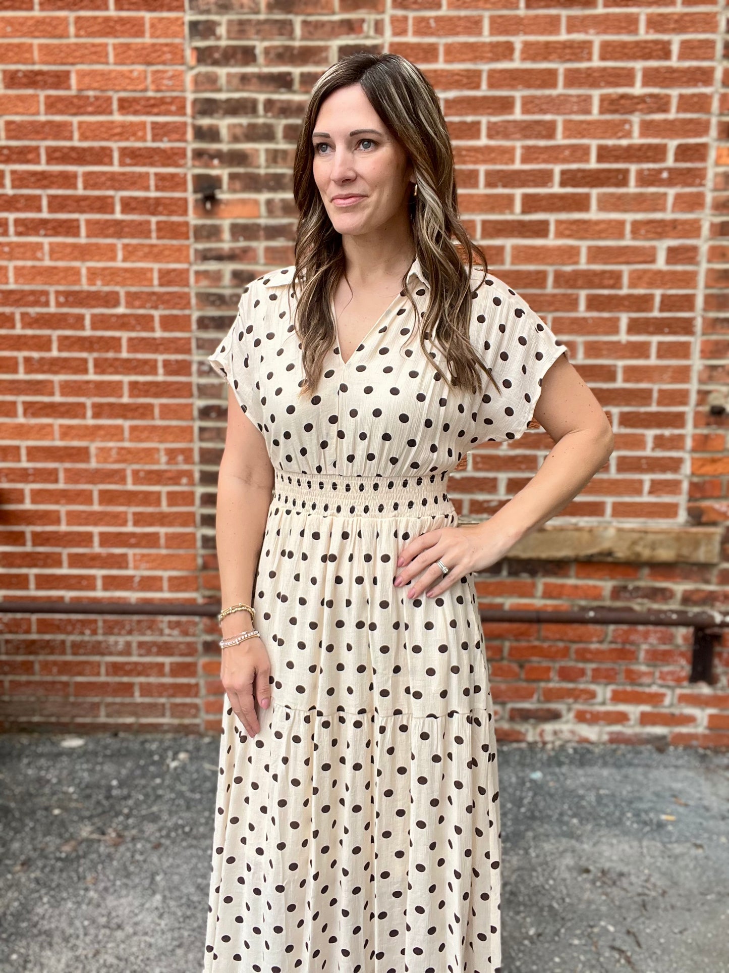 The Amelia Smocked Waist Polka Dot Dress