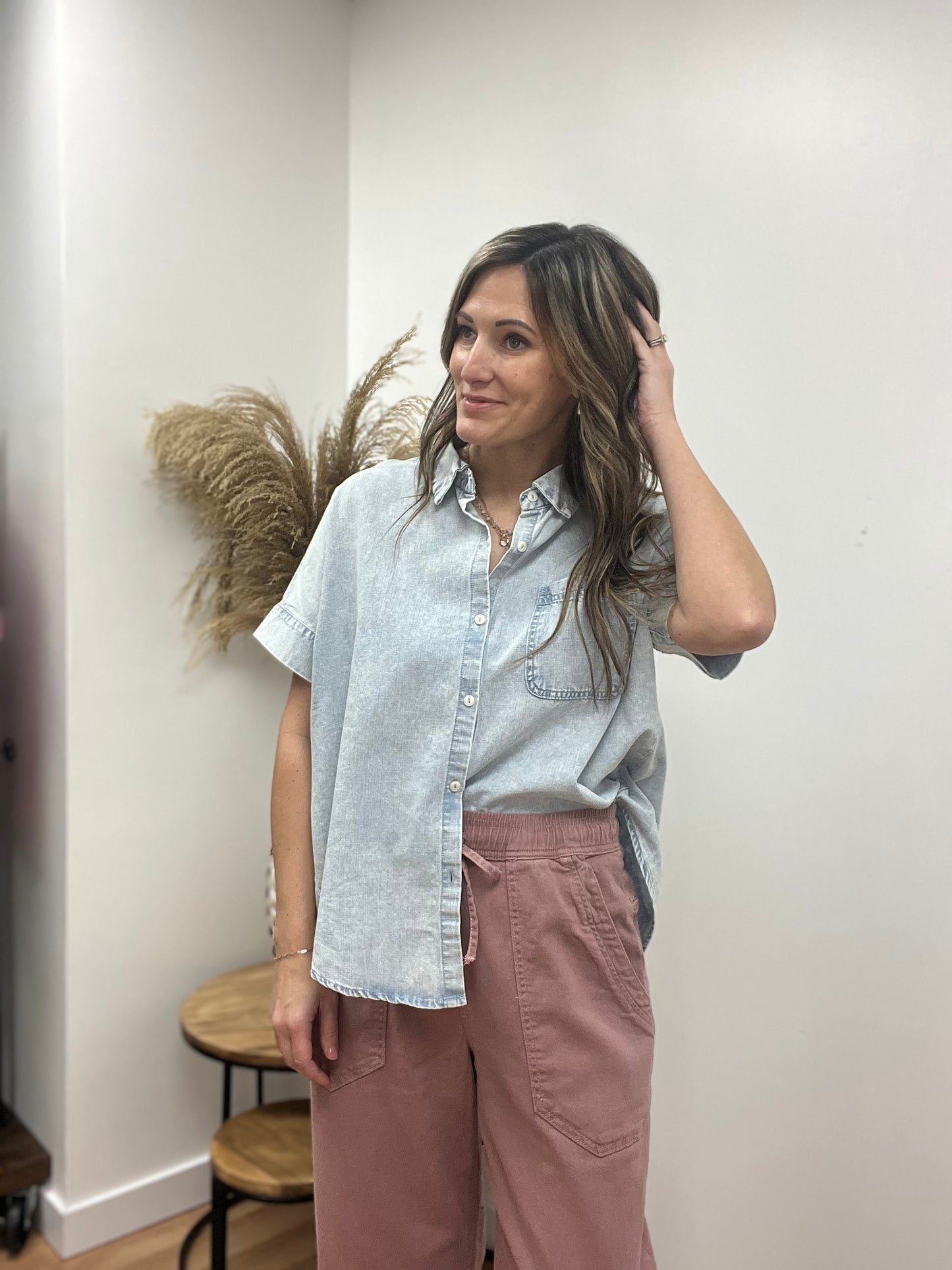 The Ridge Button Down Chambray Top