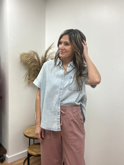 The Ridge Button Down Chambray Top