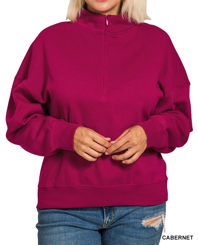 The Romi Curvy 1/4 Zip Pullover Sweatshirt