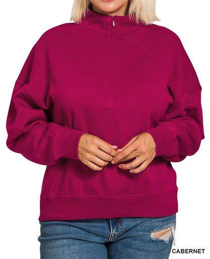 The Romi Curvy 1/4 Zip Pullover Sweatshirt