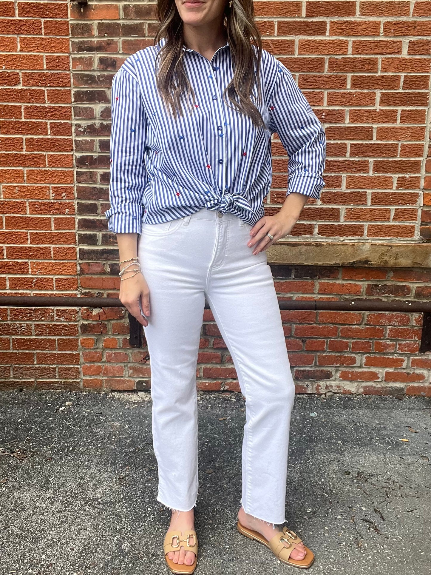 The Briller Stripped Button Up with Stars