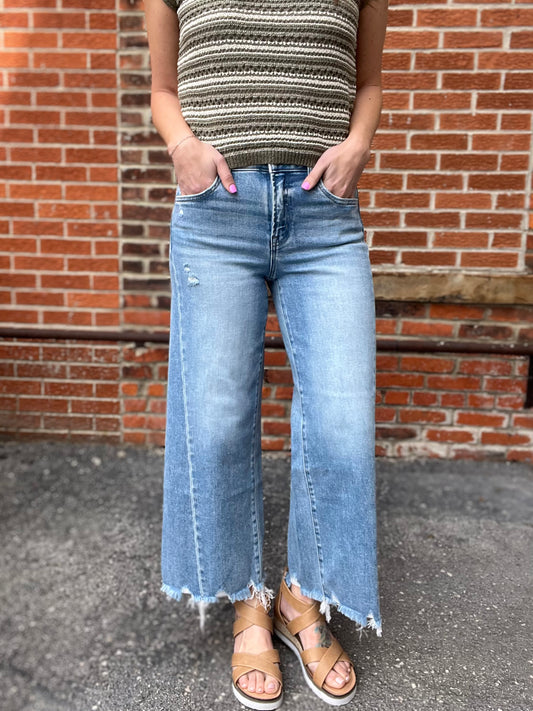 The Bailey Raw Hem Cropped Denim