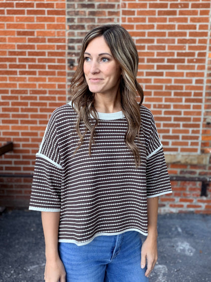 The Micah Waffle Stripe Relaxed Fit Top