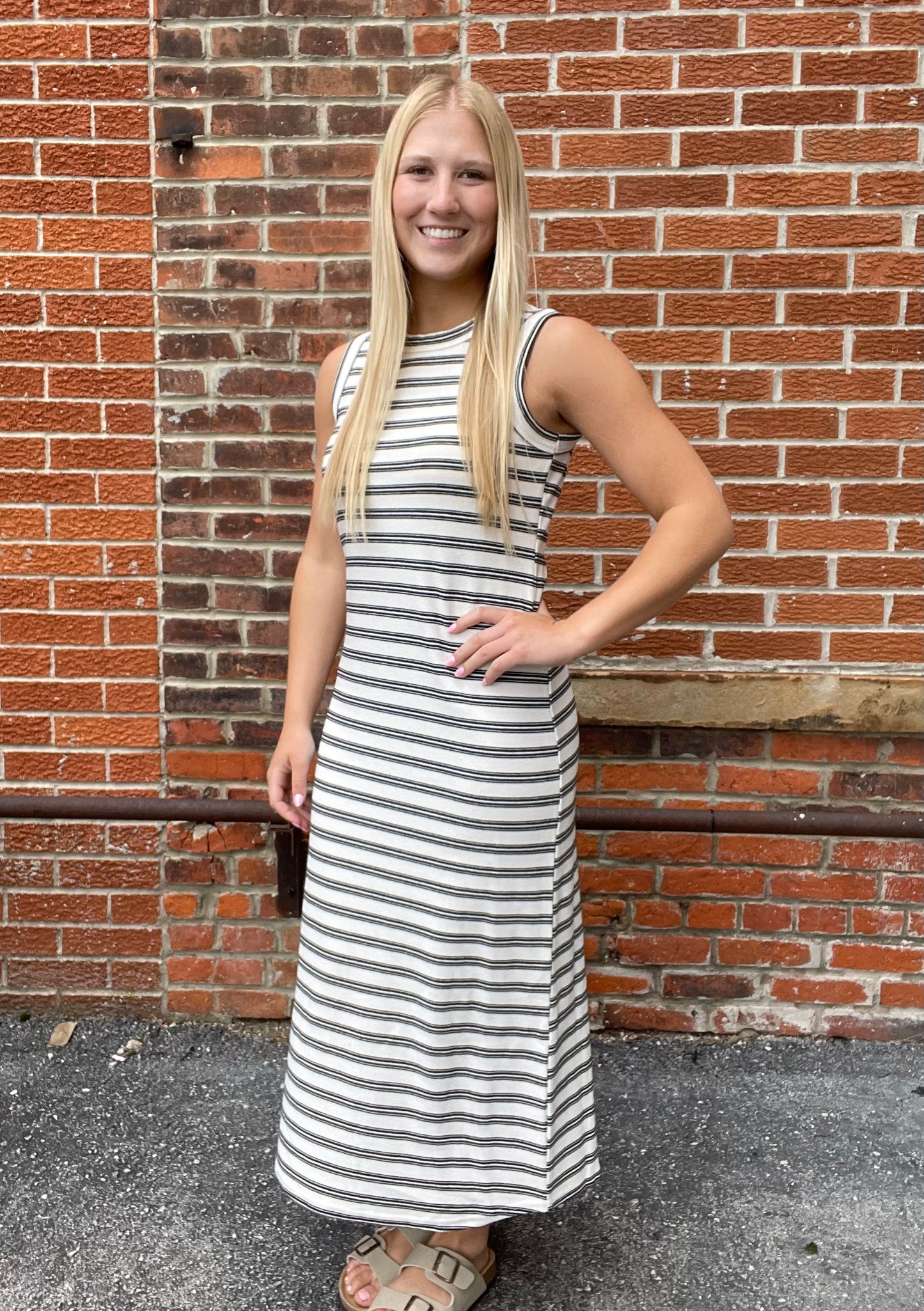 The Elowen Striped Maxi Tank Dress