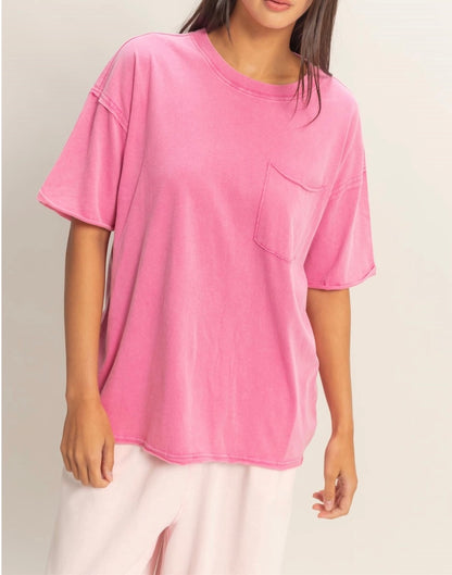 The Blyth Fuchsia Basic Washed Tee