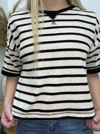 The Gwenn Oversized Striped Knit Short Sleeve