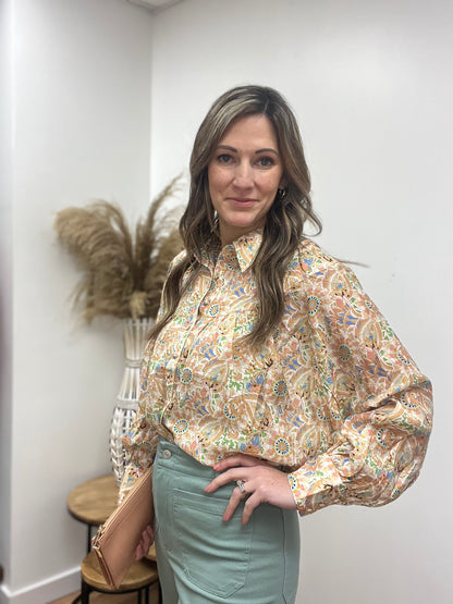 The Nova Paisley Button Down Blouse