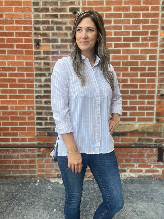 The Fynn Stripped Button Up Top